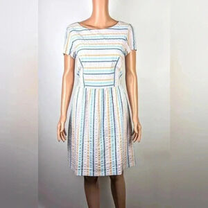Brooks Brothers Petite Multicolored‎ Striped Preppy Summer Dress Pockets Sz. 12P